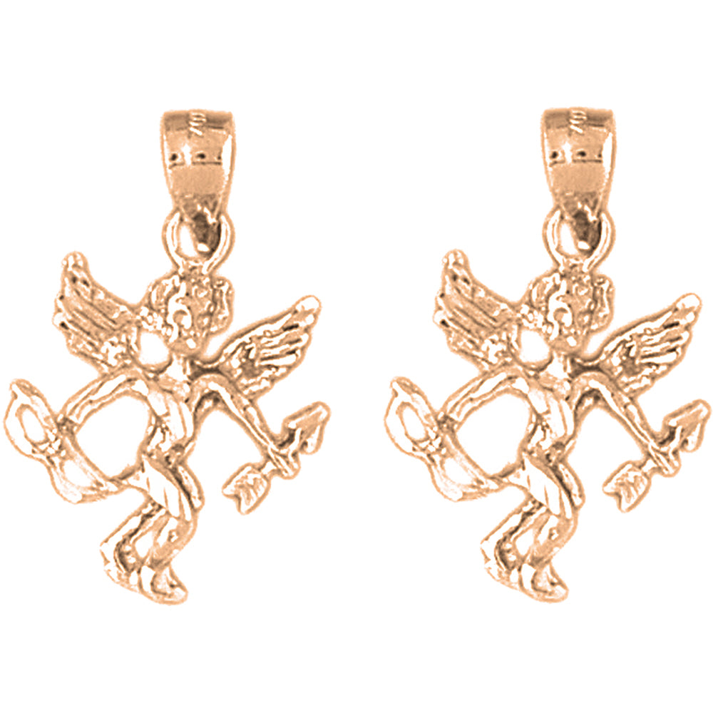 14K or 18K Gold 25mm Angel 3D Earrings