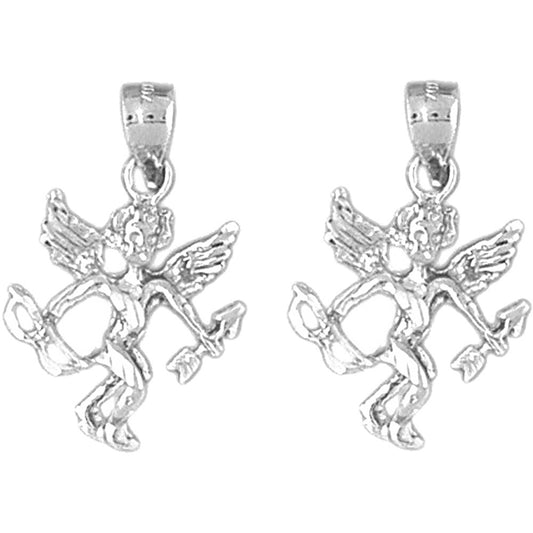Sterling Silver 25mm Angel 3D Earrings
