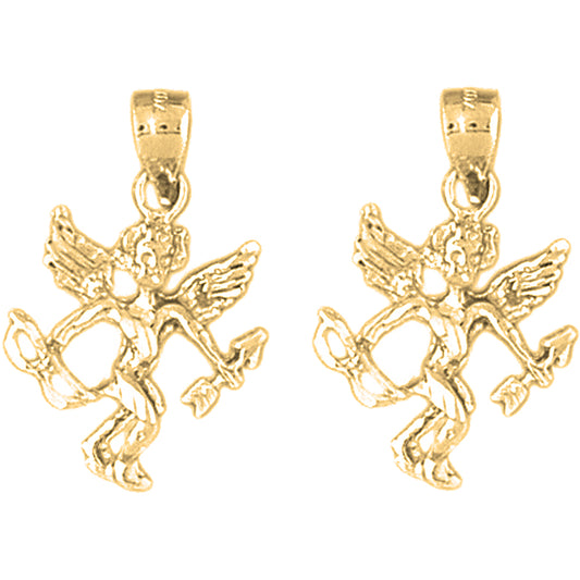 Yellow Gold-plated Silver 25mm Angel 3D Earrings
