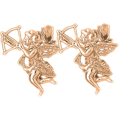 14K or 18K Gold 25mm Angel Earrings