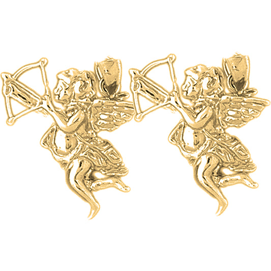 Yellow Gold-plated Silver 25mm Angel Earrings