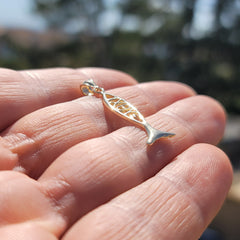 14K or 18K Gold Christian Fish With Oxeye Pendant