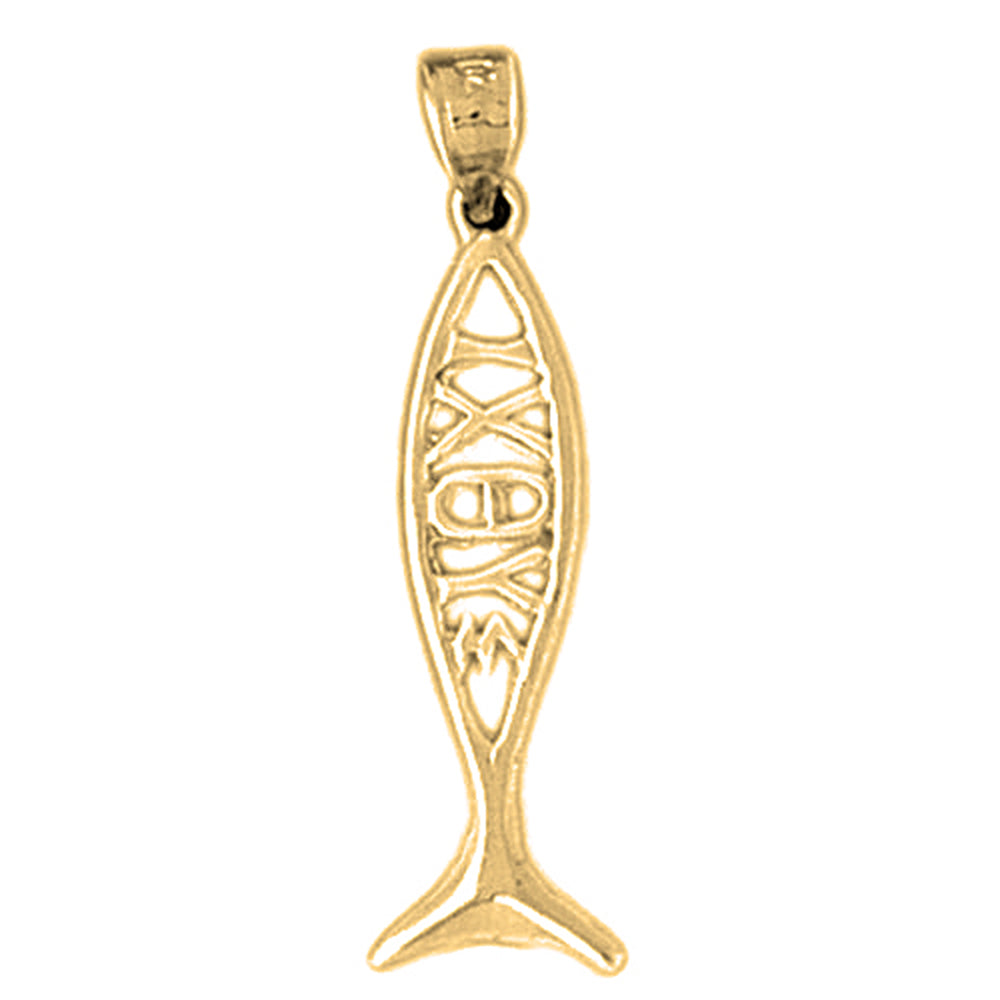 14K or 18K Gold Christian Fish With Oxeye Pendant