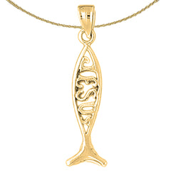 14K or 18K Gold Christian Fish With 'Jesus' Pendant