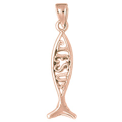 14K or 18K Gold Christian Fish With 'Jesus' Pendant
