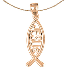 14K or 18K Gold Christian Fish With 'Jesus' Pendant