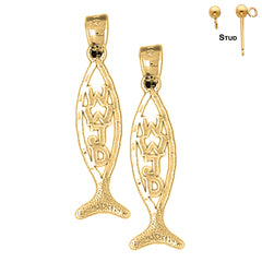14K or 18K Gold Christian Fish With WWJD Earrings
