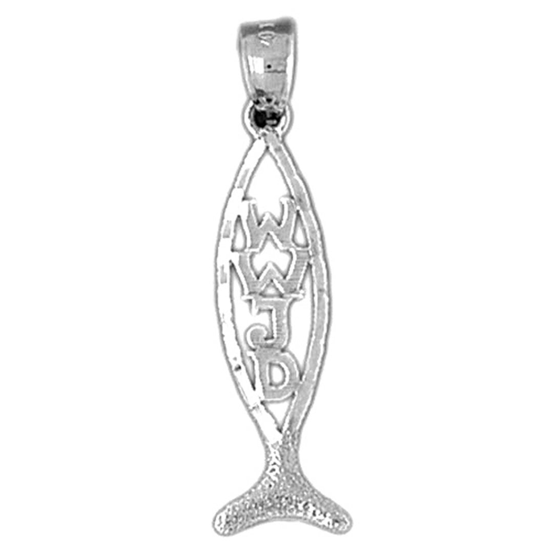 14K or 18K Gold Christian Fish With WWJD Pendant