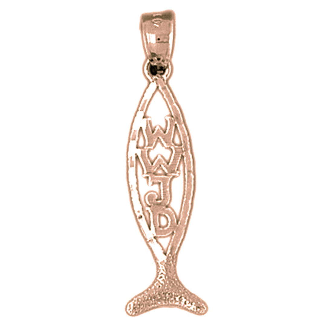 14K or 18K Gold Christian Fish With WWJD Pendant