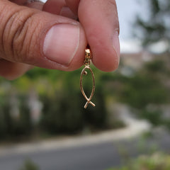 14K or 18K Gold Ichthus Christian Fish Pendant