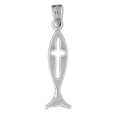 14K or 18K Gold Christian Fish With Cross Pendant