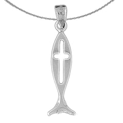 14K or 18K Gold Christian Fish With Cross Pendant