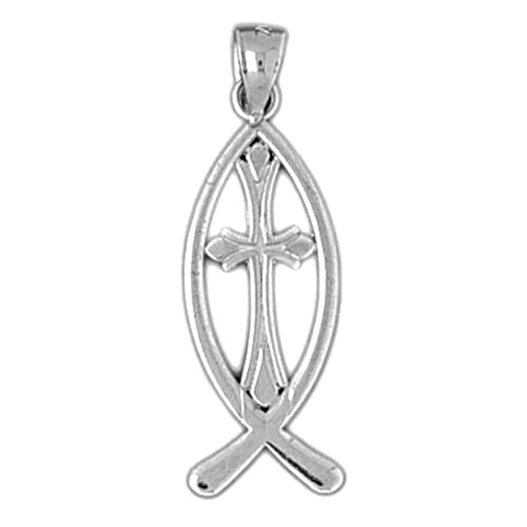 14K or 18K Gold Christian Fish With Cross Pendant