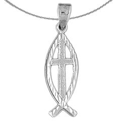 14K or 18K Gold Christian Fish With Cross Pendant