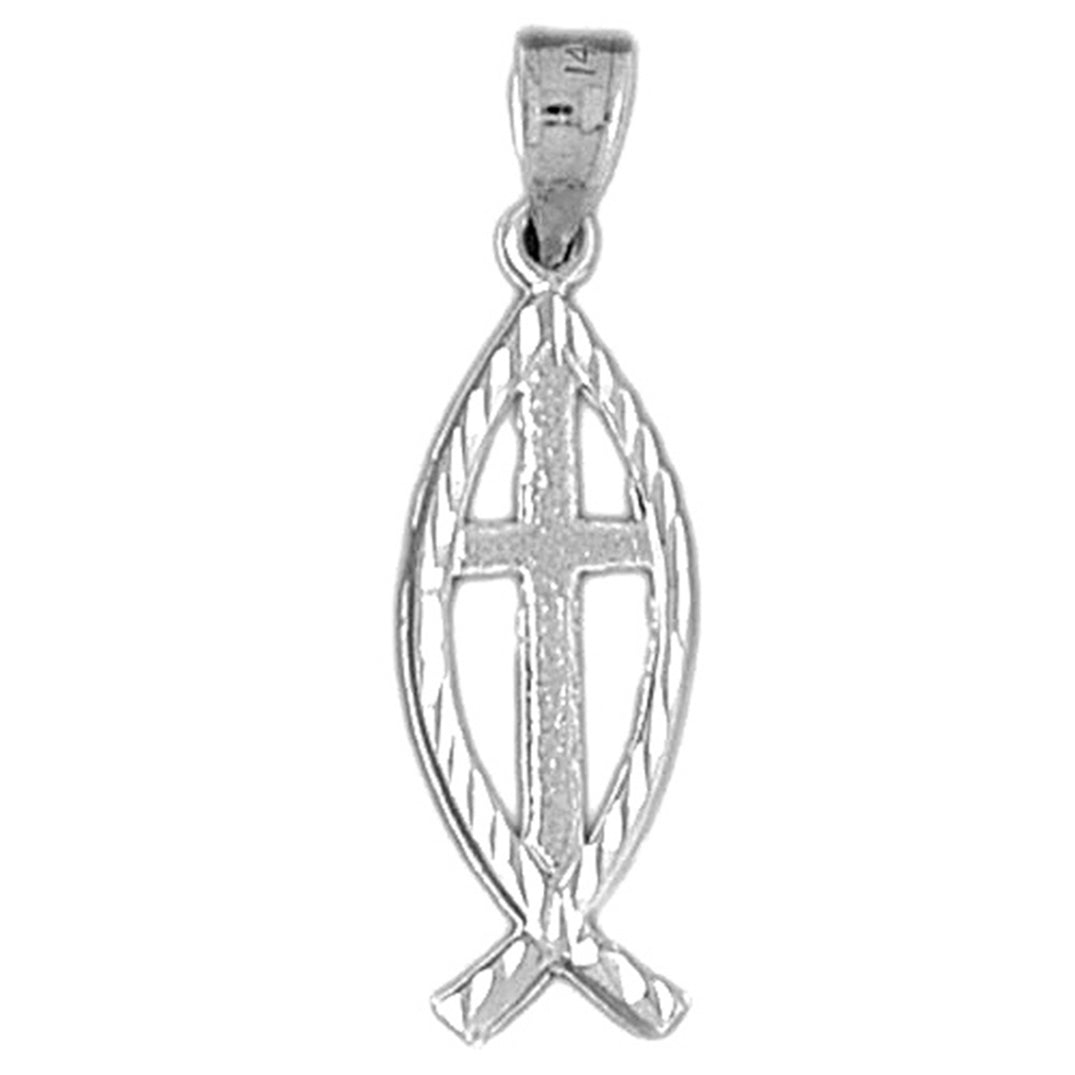 14K or 18K Gold Christian Fish With Cross Pendant