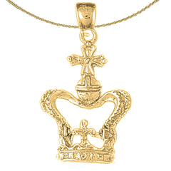 Corona de oro de 10 quilates, 14 quilates o 18 quilates con colgante de cruz