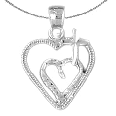 14K or 18K Gold Heart With Cross Pendant