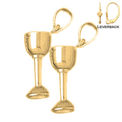 Sterling Silver 25mm Communion Cup Earrings (White or Yellow Gold Plated)
