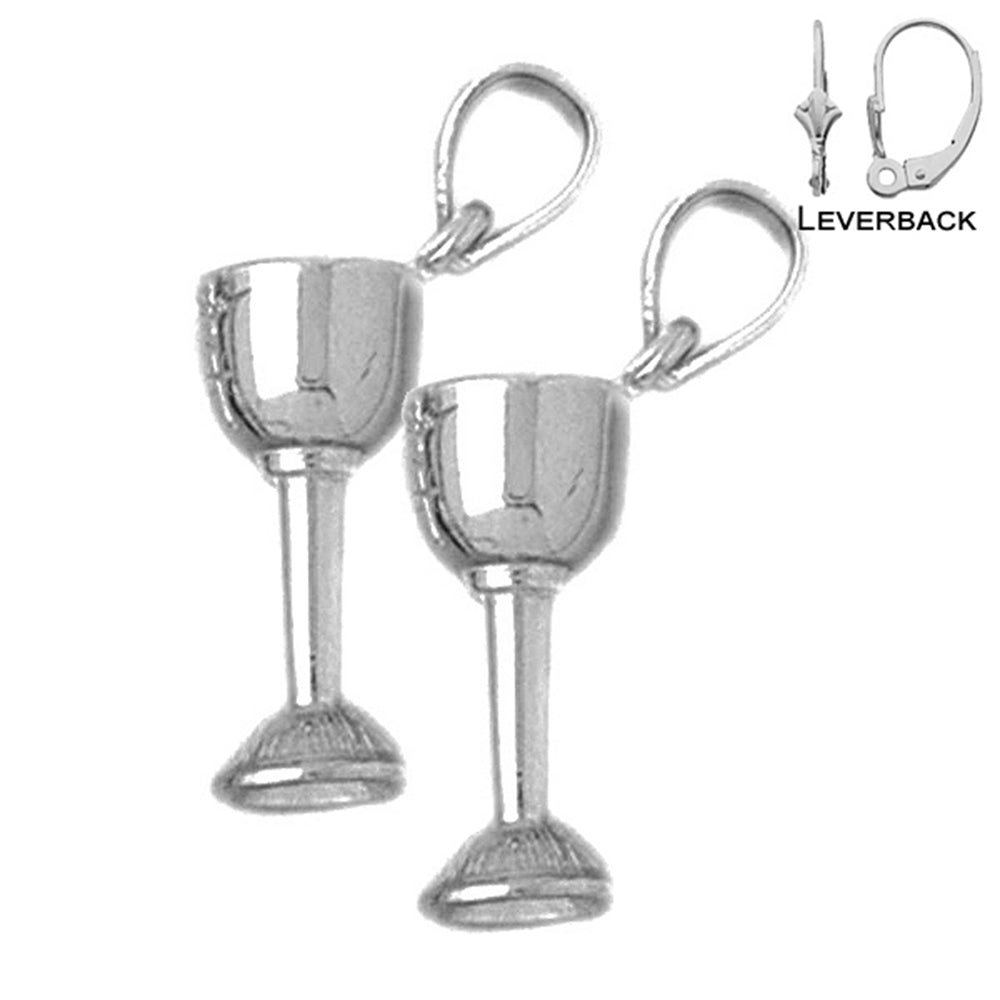 Sterling Silver 25mm Communion Cup Earrings (White or Yellow Gold Plated)