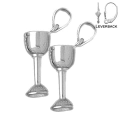 Sterling Silver 25mm Communion Cup Earrings (White or Yellow Gold Plated)