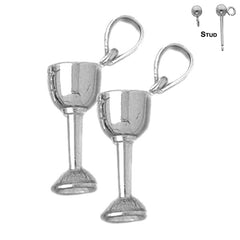 Sterling Silver 25mm Communion Cup Earrings (White or Yellow Gold Plated)