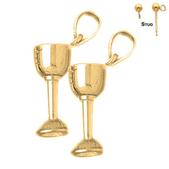 Sterling Silver 25mm Communion Cup Earrings (White or Yellow Gold Plated)