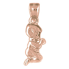 14K or 18K Gold Praying Boy Pendant