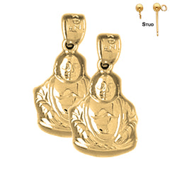 Pendientes de Buda de plata de ley de 20 mm (chapados en oro blanco o amarillo)