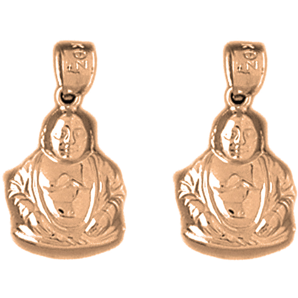 14K or 18K Gold 20mm Buddha Earrings