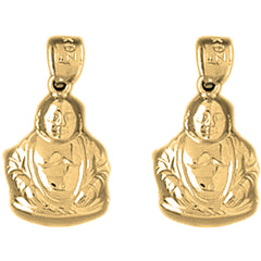 14K or 18K Gold 20mm Buddha Earrings