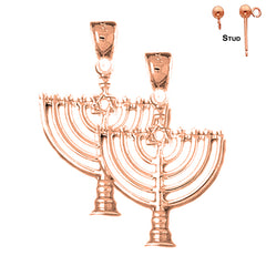 14K or 18K Gold Menorah with Star of David Earrings