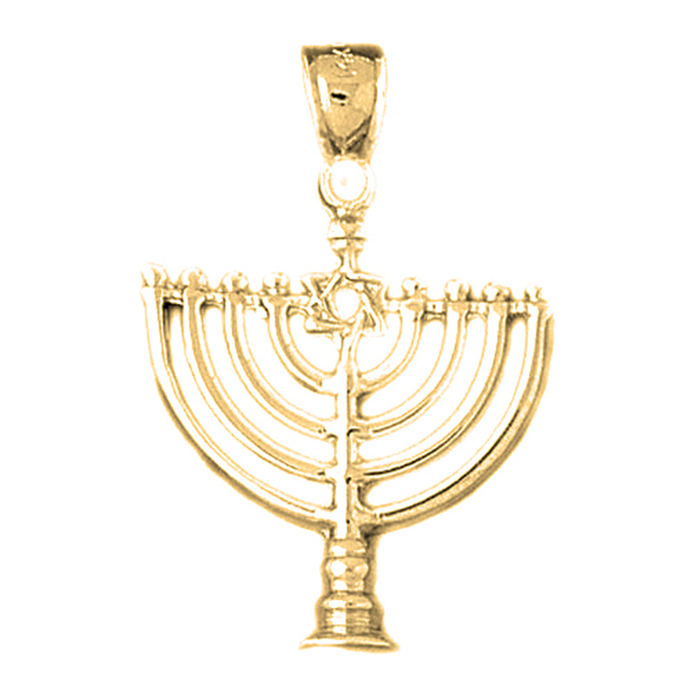 10K, 14K or 18K Gold Menorah with Star of David Pendant