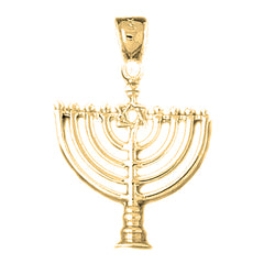 10K, 14K or 18K Gold Menorah with Star of David Pendant