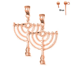 14K or 18K Gold Menorah with Star of David Earrings