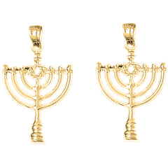 14K or 18K Gold 31mm Menorah with Star of David Earrings