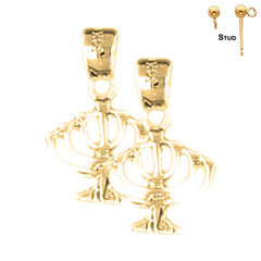 Sterling Silver 16mm Menorah Earrings (White or Yellow Gold Plated)