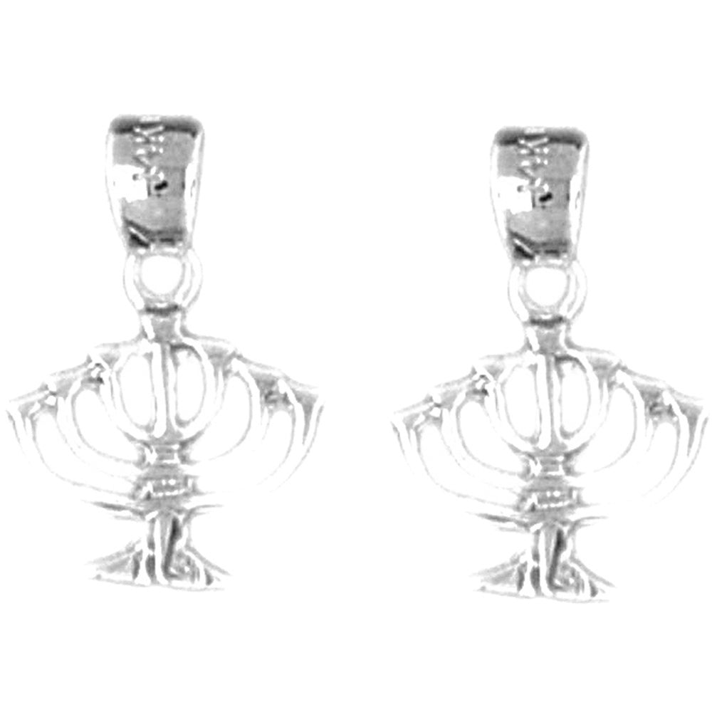 Sterling Silver 16mm Menorah Earrings