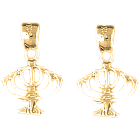 14K or 18K Gold 16mm Menorah Earrings