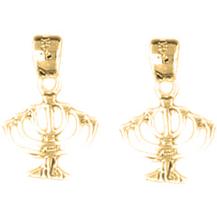 14K or 18K Gold 16mm Menorah Earrings