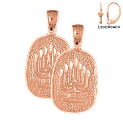 14K oder 18K Gold Menorah Ohrringe