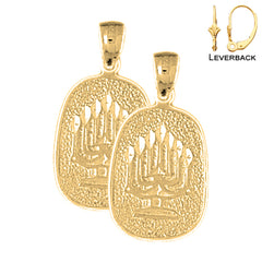 14K oder 18K Gold Menorah Ohrringe