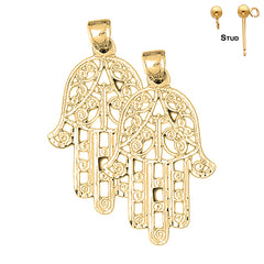 Pendientes Hamsa de plata de ley de 47 mm (chapados en oro blanco o amarillo)