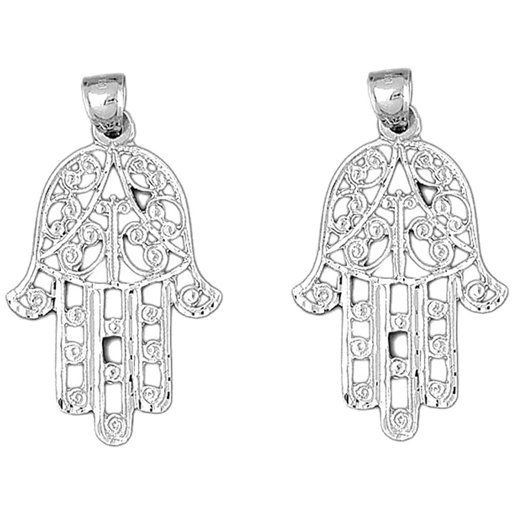 14K or 18K Gold 47mm Hamsa Earrings