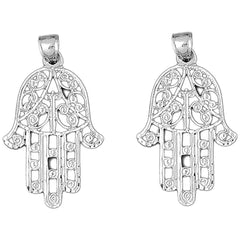 Sterling Silver 47mm Hamsa Earrings