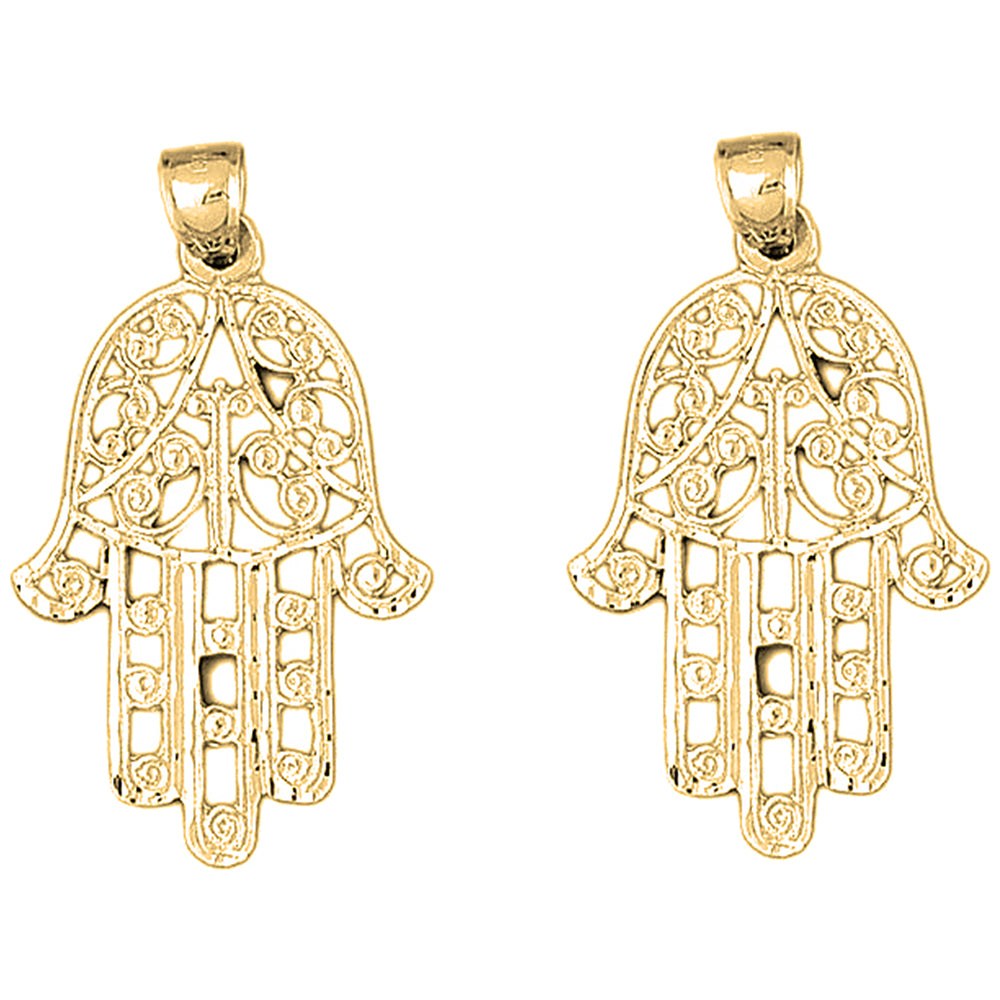 14K or 18K Gold 47mm Hamsa Earrings