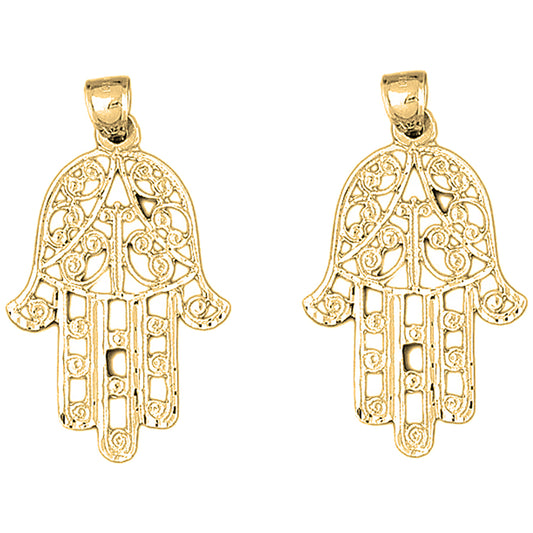 14K or 18K Gold 47mm Hamsa Earrings