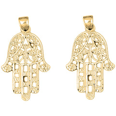 Yellow Gold-plated Silver 47mm Hamsa Earrings
