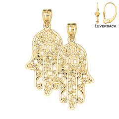 14K or 18K Gold Hamsa with Chai Earrings