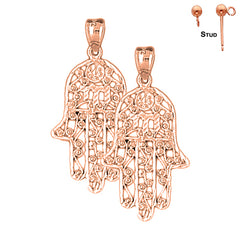 14K or 18K Gold Hamsa with Chai Earrings