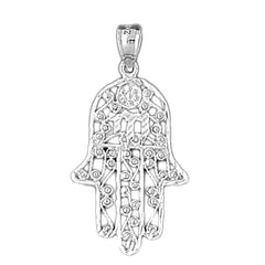 14K or 18K Gold Hamsa with Chai Pendant